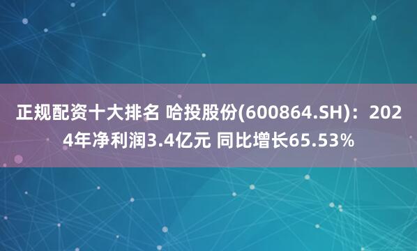 正规配资十大排名 哈投股份(600864.SH)：2024年净利润3.4亿元 同比增长65.53%
